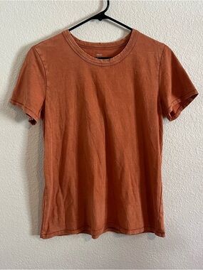 Aerie Burnt Orange Distressed Crew Neck Tee T-Shirt Short Sleeve Medium